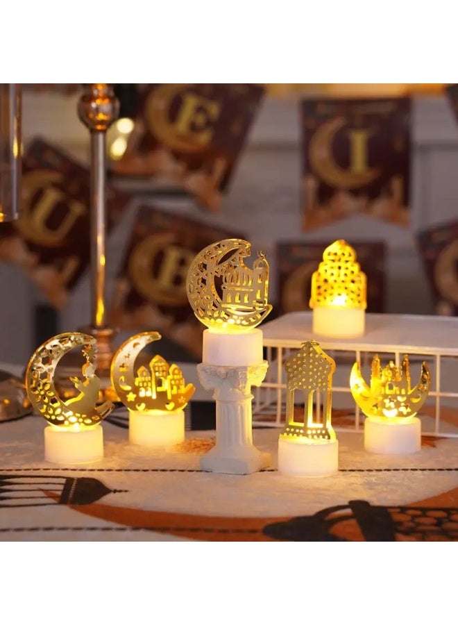 Holiday Led Lights, Iron Moon And Star String Lights, Castle Led Decorative Lights - 6-Piece Set - Image 1